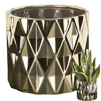 Doniczka donica osłonka ceramiczna cylinder złota ⌀12 cm