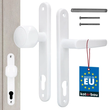 Gałko-klamka drzwiowa aluminium długi szyld na wkładkę biała 90 mm