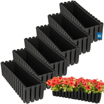 Doniczka balkonowa balkonowa szara na balustradę 400 MM Zestaw 6 SZT