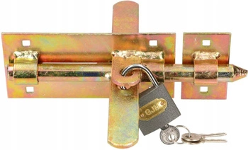 Zasuwa garażowa dwustronna 150 mm rygiel z kłódką do bramy furtki drzwi