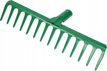 Grabie ogrodowe wzmocnione 14-zębne grabki metalowe - Kolor zielony