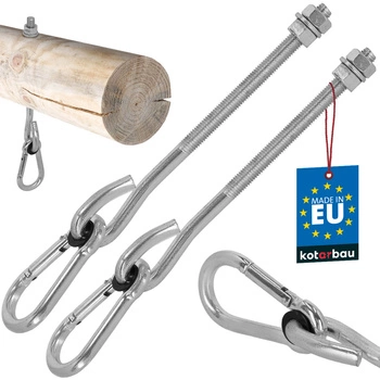 Hak huśtawkowy z karabińczykiem śrubowy do drewna m12 230 mm zestaw 2 szt.