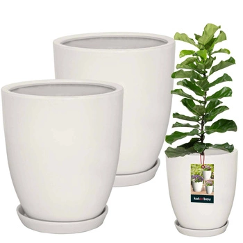 Doniczka ceramiczna szkliwiona biała na kwiaty rośliny 26 cm zestaw 2 szt.