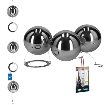 Girlanda dekoracyjna lustrzana srebrne stalowe kule wysoki połysk 100 cm