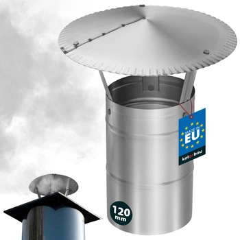 Daszek dymny do rury kominowej ocynkowany srebrny 120 mm