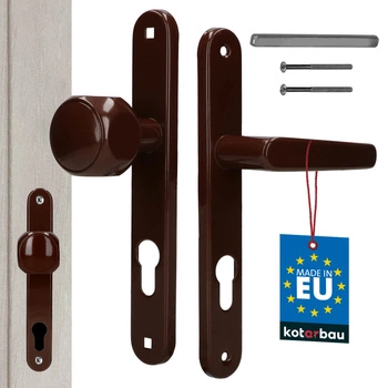 Gałko-klamka drzwiowa aluminium długi szyld na wkładkę brązowa 72 mm