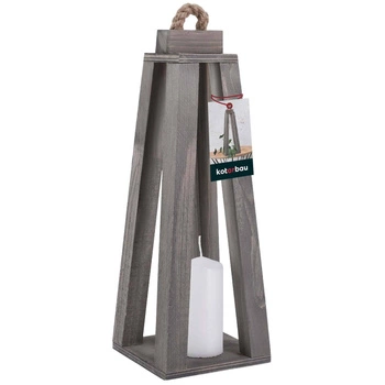 Latarnia drewniana stożek na świece do domu ogrodu szara 13,5x13,5 cm