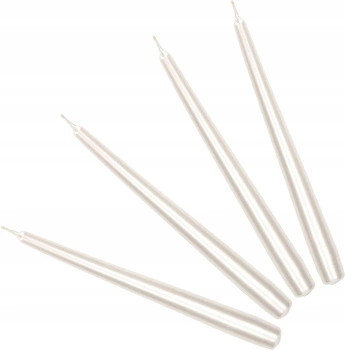 Zestaw 4-świece stożek świeczki stołowe do świeczników białe perłowe