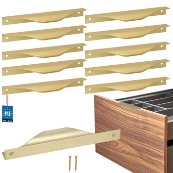 Uchwyt meblowy krawędziowy nowoczesny aluminium złoty mat 160 mm zestaw 10 szt.