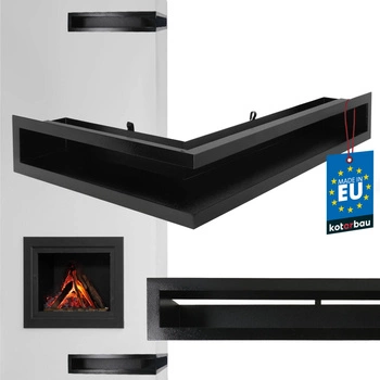 Luft kominkowy prawy narożny stalowy czarny 60x40 cm