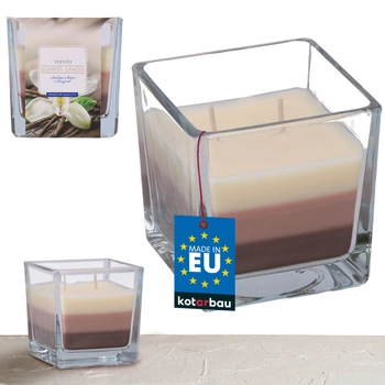 Świeca świeczka trójkolorowa zapachowa w szkle 32 h - wanilia