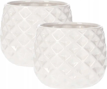 Zestaw 2x doniczka osłonka 13 ceramika szkliwiona - Kolor biały