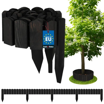 Płotek ogrodowy palisada obrzeże drewniany wbijany antracyt 200x10 cm
