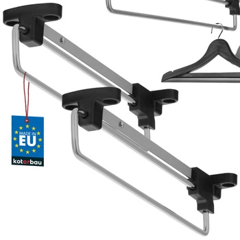 Wieszak wysuwny do szafy garderoby na ubrania srebrny 250 mm zestaw 2 szt.