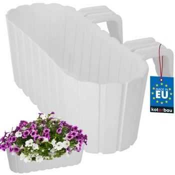 Doniczka balkonowa z uchwytami plastikowa biała 40x15x15 cm