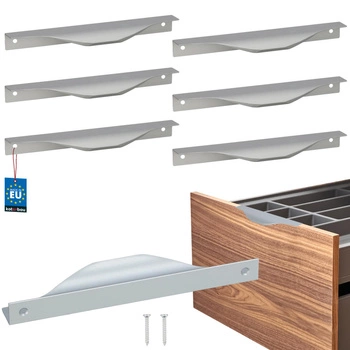 Uchwyt meblowy krawędziowy nowoczesny aluminium srebrny 160 mm zestaw 6 szt.