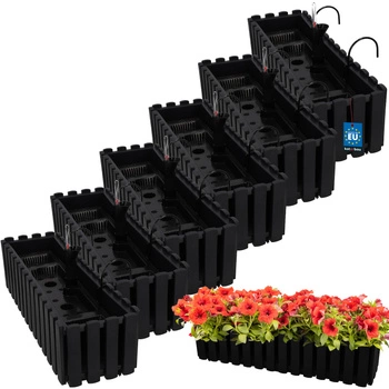 Doniczka balkonowa balkonowa antracyt 600 MM Zestaw 6 SZT