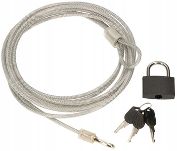 Kłódka z linką stalową na klucz do roweru nart walizki