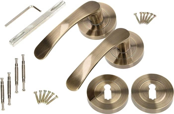 Zestaw klamka drzwiowa 110mm patyna szyld na klucz