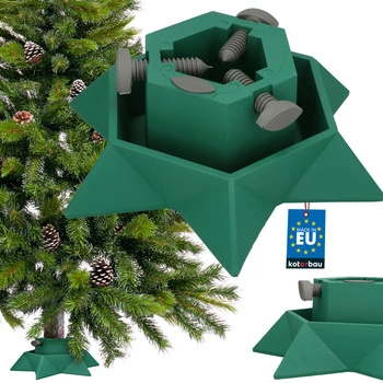 Stojak na choinkę żywą do 2 m z pojemnikiem na wodę gwiazda zielony