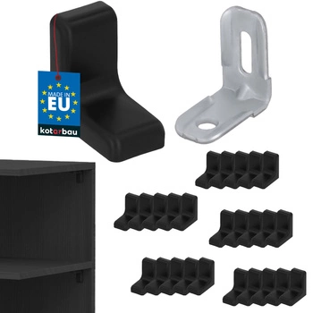 Komandorek kątownik meblowy z zaślepką czarny zestaw 25 szt.