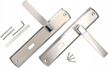Klamka drzwiowa 90mm bb srebrna klucz długi szyld
