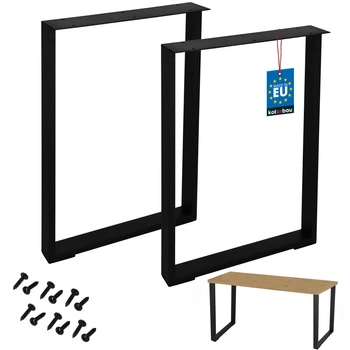 Nogi do biurka stołu loft stal aluminium czarne 50x72 cm zestaw 2 szt.