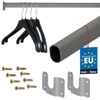 Drążek do szafy na ubrania malowany szary 86,5 cm