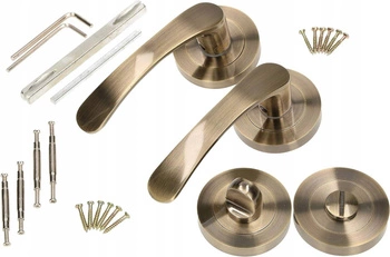 Zestaw klamka drzwiowa 110 mm patyna szyld wc