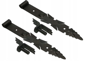 Zawias pasowy kuty ozdobny do drzwi 400 mm z zaczepem - 2 szt.