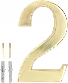 Cyfra numer domu "2" na drzwi 3d 20cm mosiądz