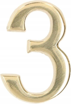 Cyfra na dom "3" numer domu na drzwi 5 cm mosiądz