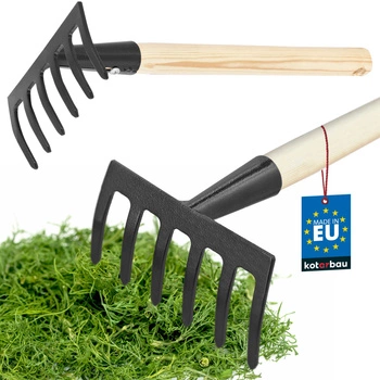 Mini grabie grabki ogrodowe 6-zębne metalowe 33 cm