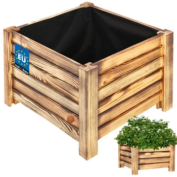 Doniczka drewniana skrzynka do ogrodu na kwiaty opalana 38x38 cm