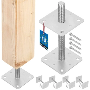Podstawa słupa wkręcana regulowana pręt m24 160x160x250 mm zestaw 4 szt.