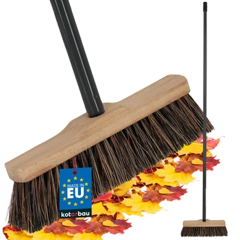 Szczotka miotła drewniana do podłóg kostki włókno kokosowe 27 cm + metalowy trzonek
