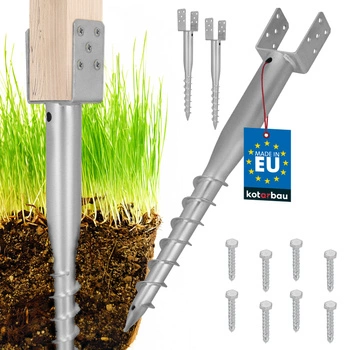 Podstawa słupa kotwa u wkręcana do ziemi stalowa 90x710 mm zestaw 2 szt.