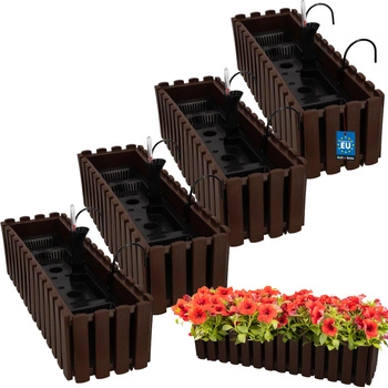 Doniczka balkonowa balkonowa brązowa 600 MM Zestaw 4 SZT