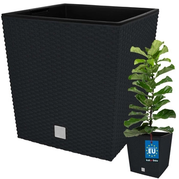 Doniczka ogrodowa rattan z wkładem antracyt 32x32 cm