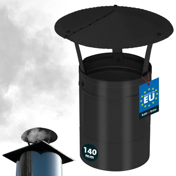 Daszek dymny do rury kominowej ocynkowany czarny 140 mm