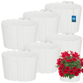 Doniczka balkonowa balkonowa biała na balustradę 150 MM Zestaw 6 szt.