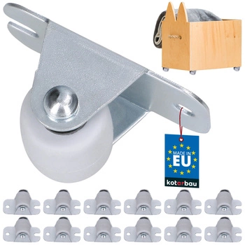 Kółko meblowe stałe gumowe jezdne do mebli szafek białe 22 mm zestaw 12 szt.