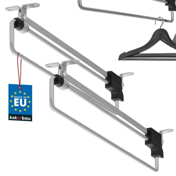 Wieszak wysuwny do szafy garderoby na ubrania srebrny 300 mm zestaw 2 szt.