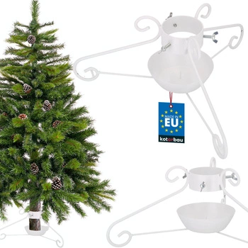 Stojak choinkowy stalowy z misą na wodę biały 100 mm