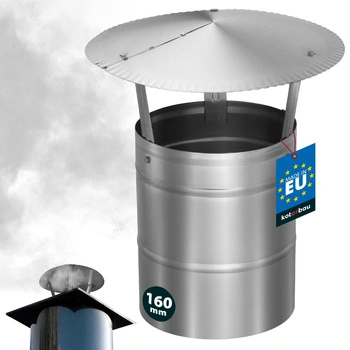 Daszek dymny do rury kominowej ocynkowany srebrny 160 mm