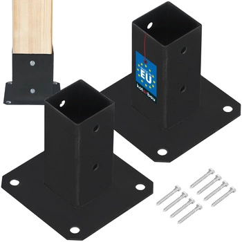 Podstawa słupa przykręcana do betonu czarna 50x50 mm zestaw 2 szt.