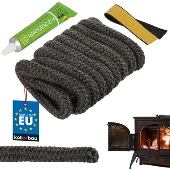 Przędza do uszczelniania kominka pieca + klej 14 mm 2,5 m