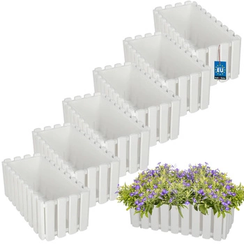 Doniczka balkonowa balkonowa biała na balustradę 400 MM Zestaw 6 SZT