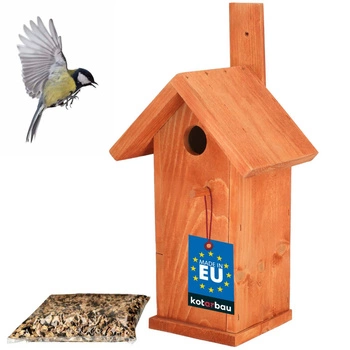 Budka ptaki karmnik drewniany domek dziupla karma - Kolor ceglany