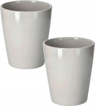 Doniczka osłonka ceramiczna na kwiaty 12 cm szara - 2 szt.